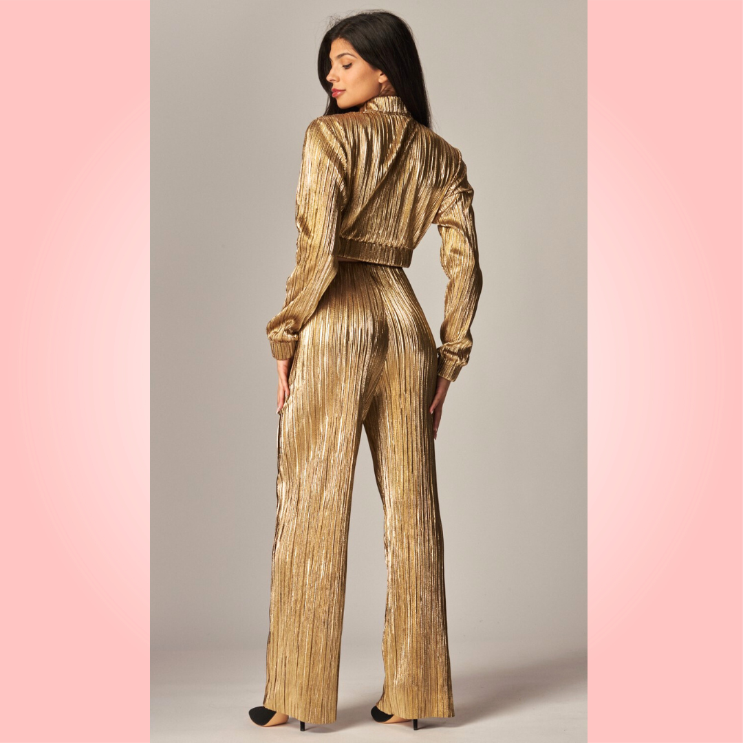 Pant & Top Metallic Gold Set