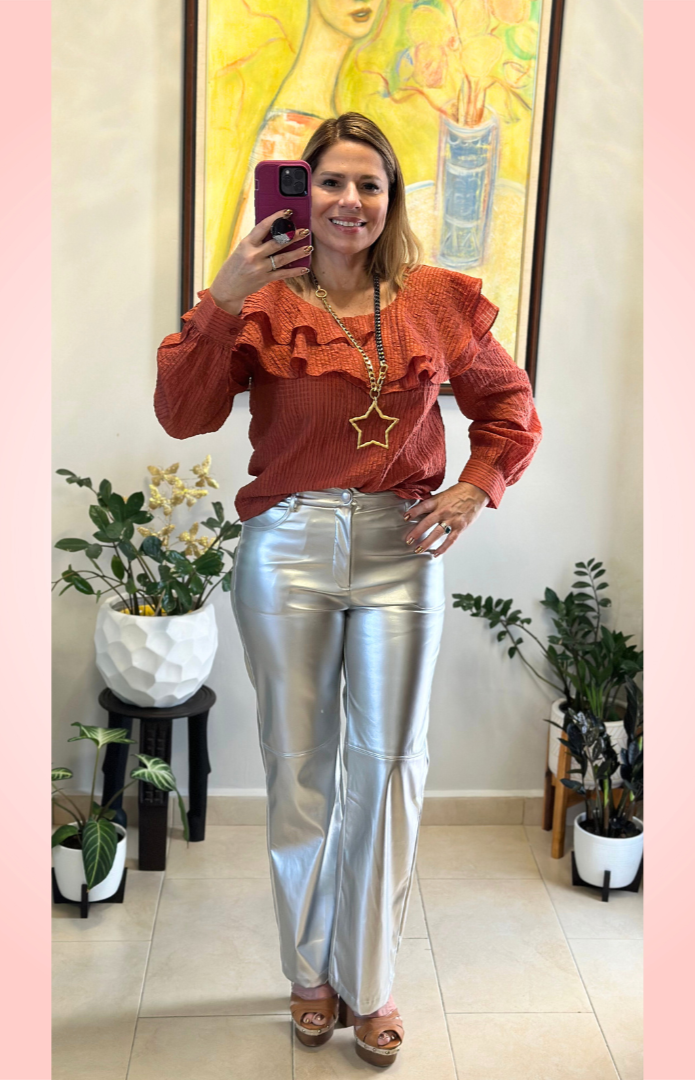Ruffle Detail Long Sleeve Blouse
