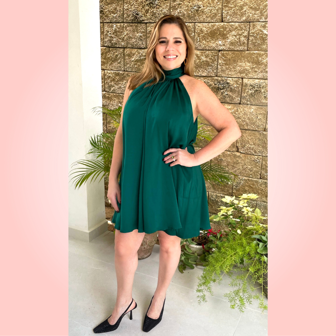 Green Satin Mini Dress