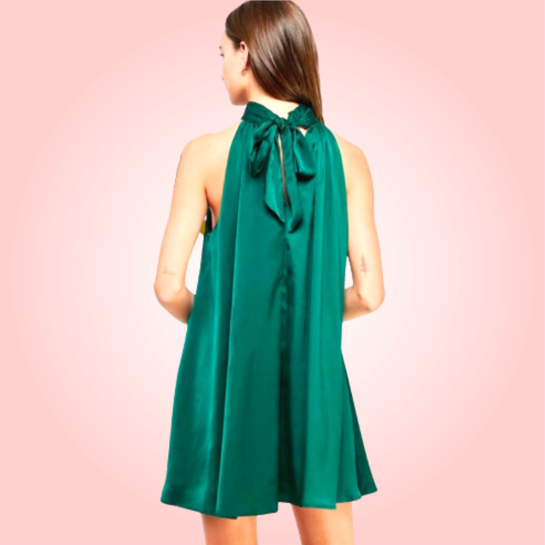 Green Satin Mini Dress