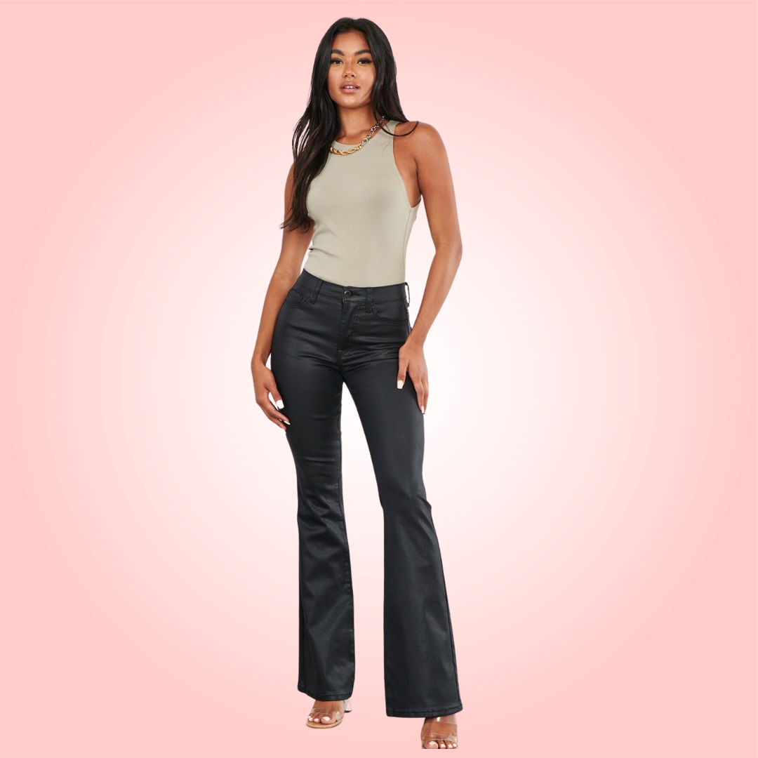 Vibrant M.i.U. Leather Flare Jeans