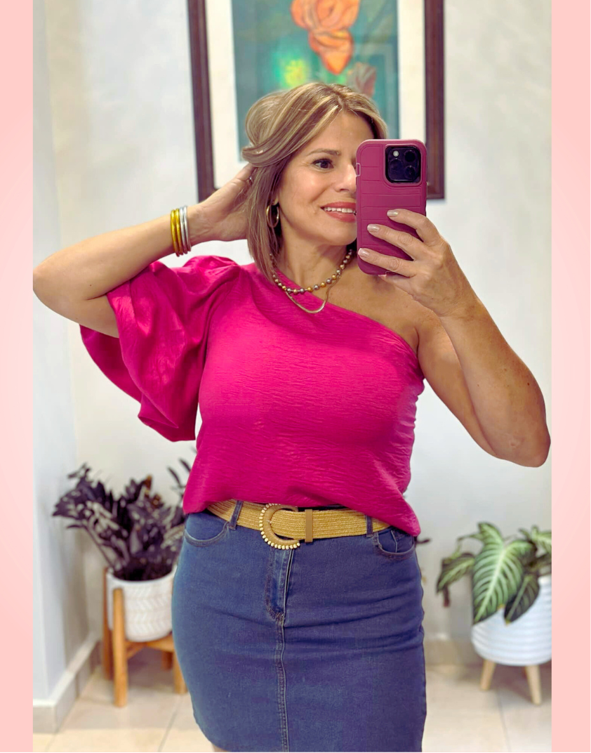 Fuchsia Satin Top