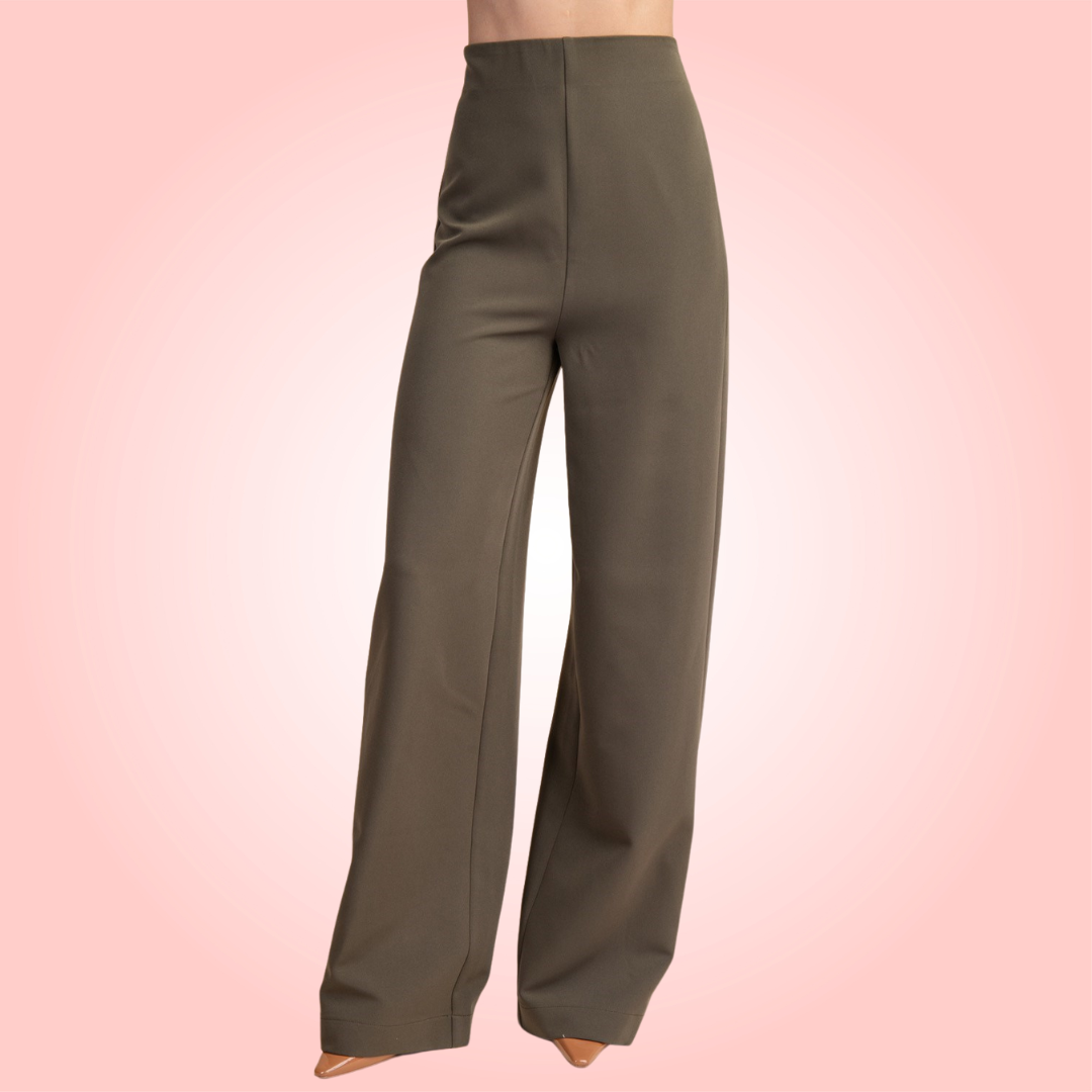 Olive High-Waist Pants