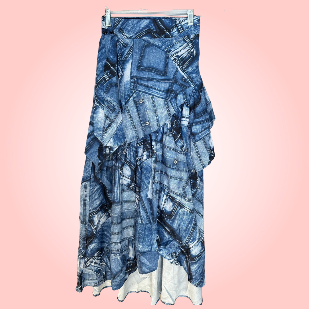 Denim Print Skirt