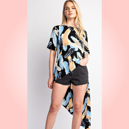 Printed Asymmetrical Top