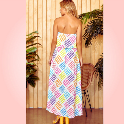 Strapless Colorful Maxi Dress