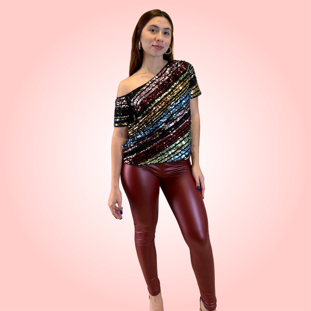 Wine Faux Leather Leggings