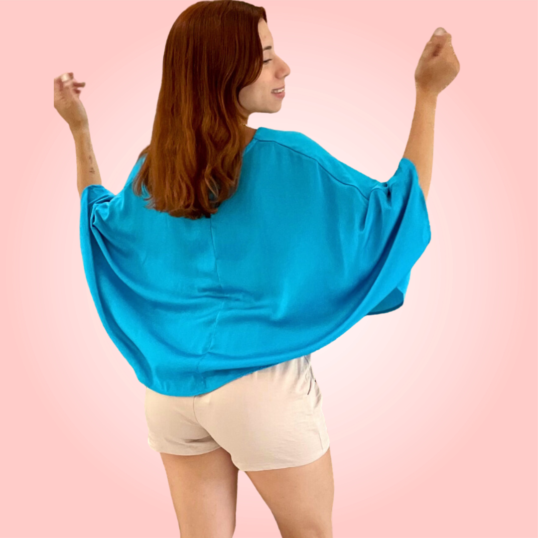 Ocean Blue Satin Blouse