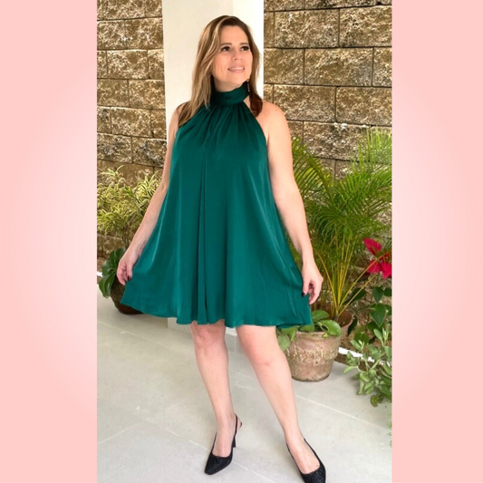 Green Satin Mini Dress