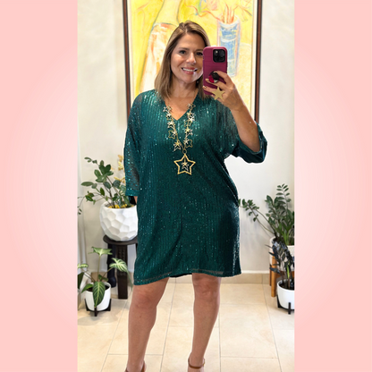 Hunter Green Sequin Dress