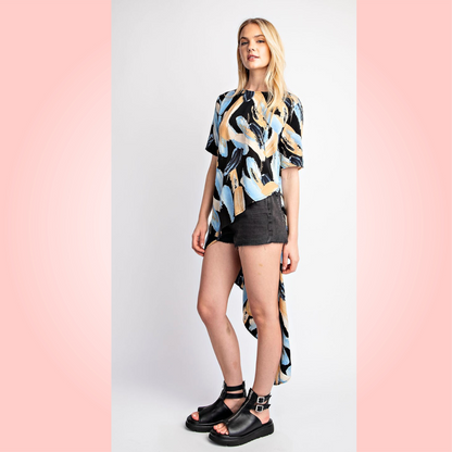 Printed Asymmetrical Top