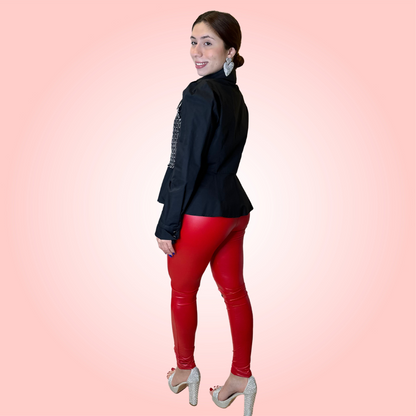 Red Faux Leather Leggings