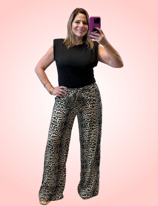 Leopard Wide Leg Pants