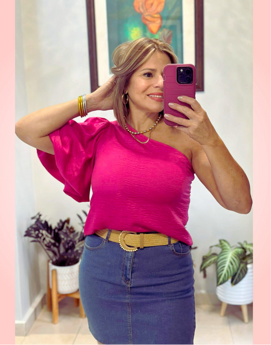 Fuchsia Satin Top
