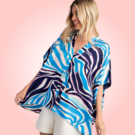 Multi Blue Caftan Top