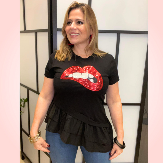 Red Lips Fashion Top