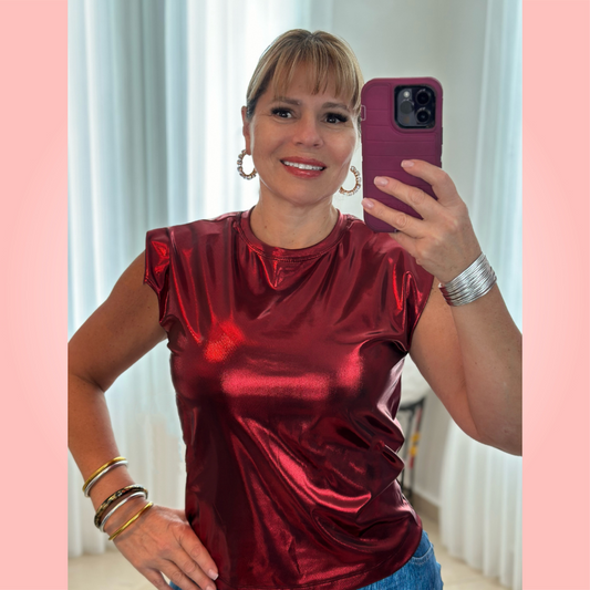 Red Metallic Top