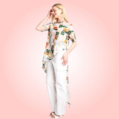 Coral Mix Asymmetrical Top