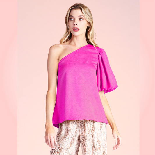 Fuchsia Satin Top