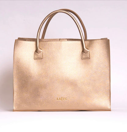 Vegan Leather Tote  (Cha cha cha nel- champagne )